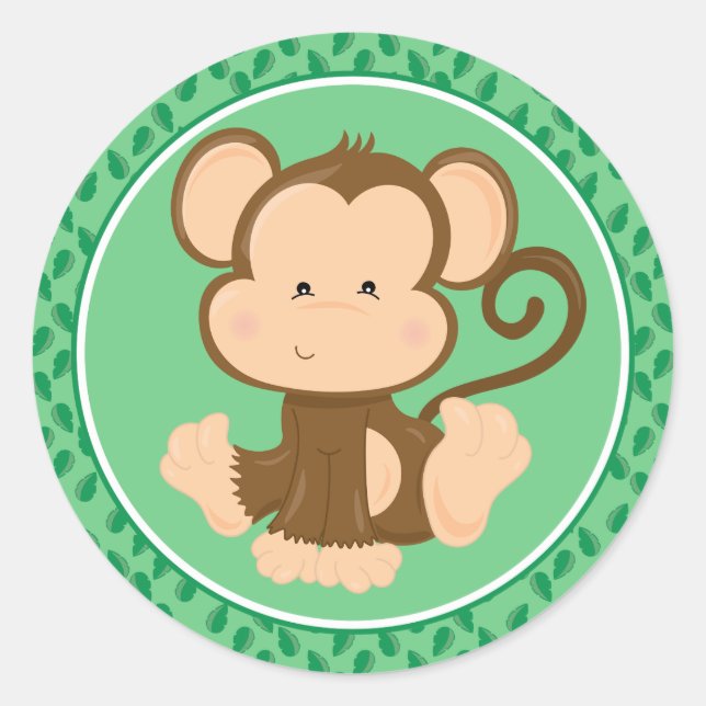 Monkey | Baby Safari Animals Classic Round Sticker (Front)