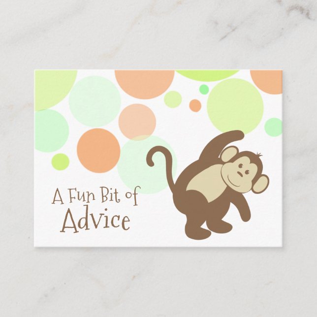 Monkey Baby Shower Advice Cards (Front)