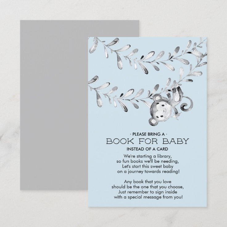 Monkey Baby Shower Book for Baby Card | Zazzle
