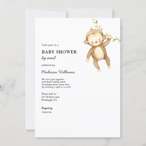 Monkey Baby Shower by Mail Invitation