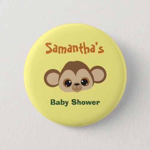 Monkey Baby Shower Classic Round  Button
