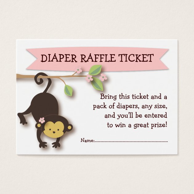 Monkey Baby Shower Diaper Raffle Ticket Insert