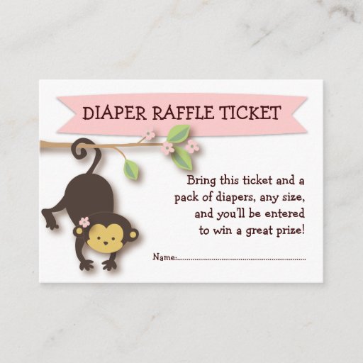 Customizable Monkey Baby Shower Diaper Raffle Ticket Insert Business Card