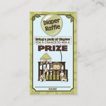 Monkey Baby Shower Diaper Raffle Tickets Ca-blue Enclosure Card by MonkeyHutDesigns at Zazzle
