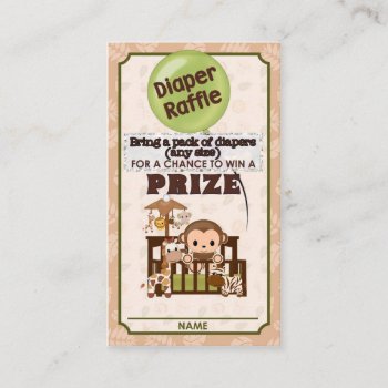 Monkey Baby Shower Diaper Raffle Tickets Nali Njm Enclosure Card by MonkeyHutDesigns at Zazzle