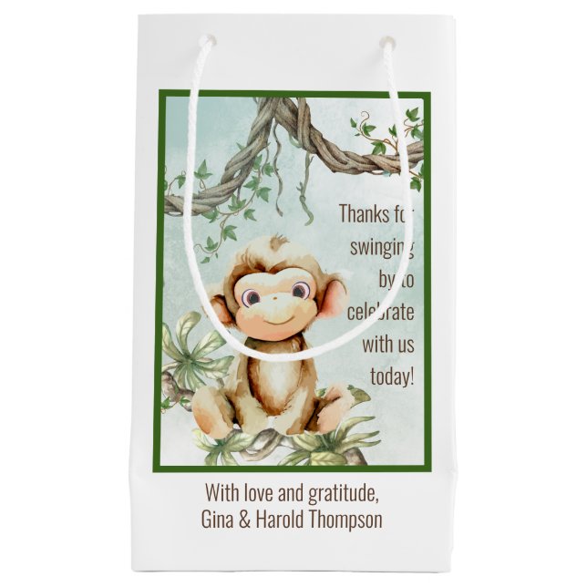 Monkey Baby Shower Favor Bag (Front)