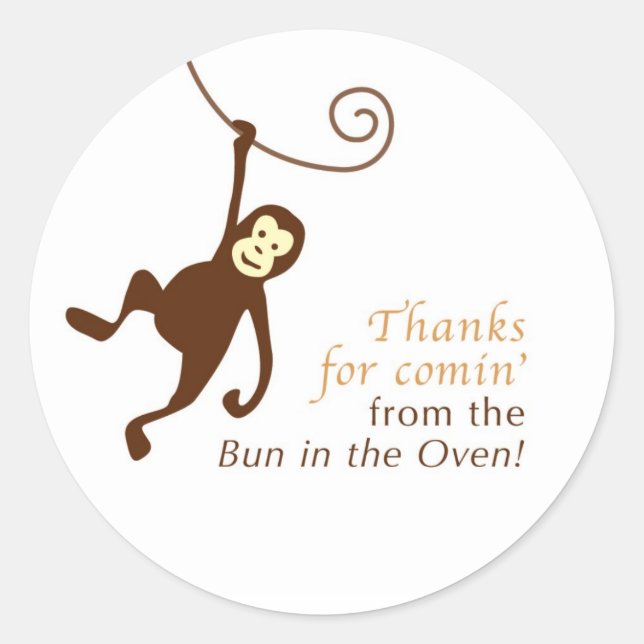 Monkey baby shower favor label (Front)