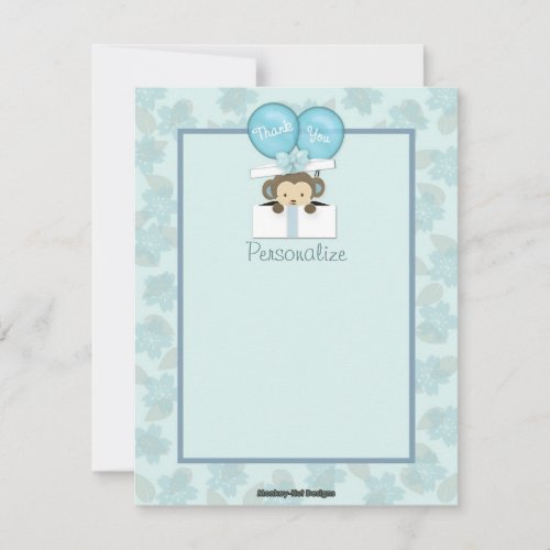 Monkey Baby Shower FLAT#2 Thank You BLUE