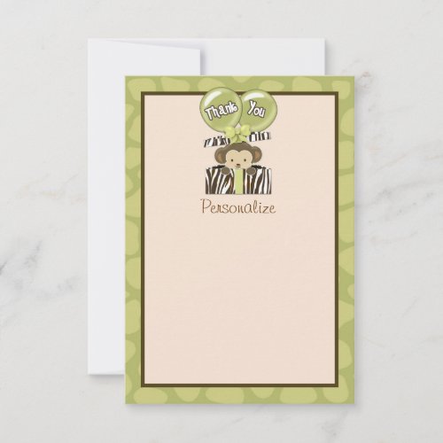 Monkey Baby Shower FLAT Thank You CA 3.5"x5"