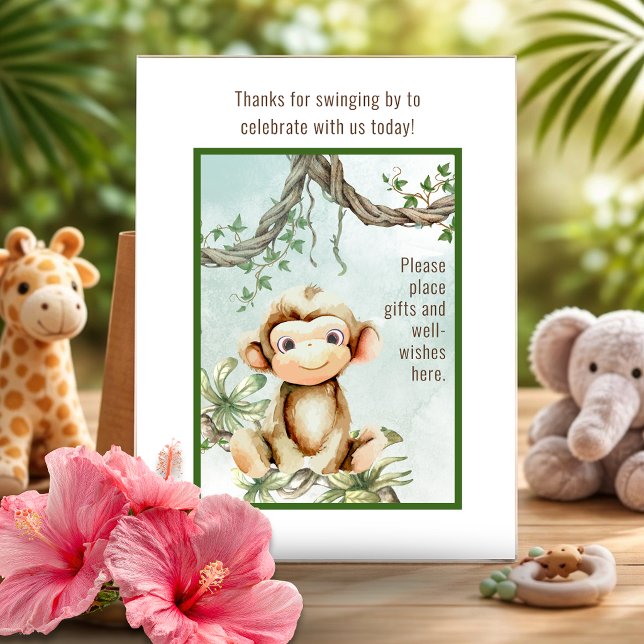 Monkey Baby Shower Gift Table Pedestal Sign (Creator Uploaded)