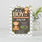 Monkey Baby Shower Invitation Boy (Standing Front)