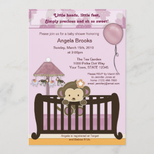 Monkey Baby Shower Invitation CJ ORCHID