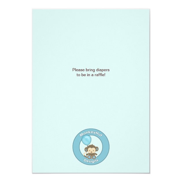 MONKEY Baby Shower Invitation Crib CJ-BLUE Boy