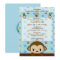 MONKEY Baby Shower invitation Polka Dot BLUE GREEN