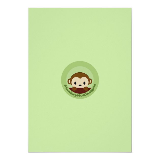 MONKEY Baby Shower Invitation Polka Dot GREEN MPP3