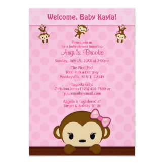 Baby Monkey Girl Invitations 8