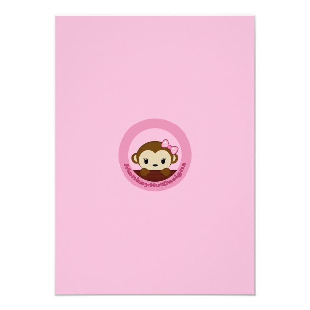 MONKEY Baby Shower Invitation Polka Dot PINK GIRL