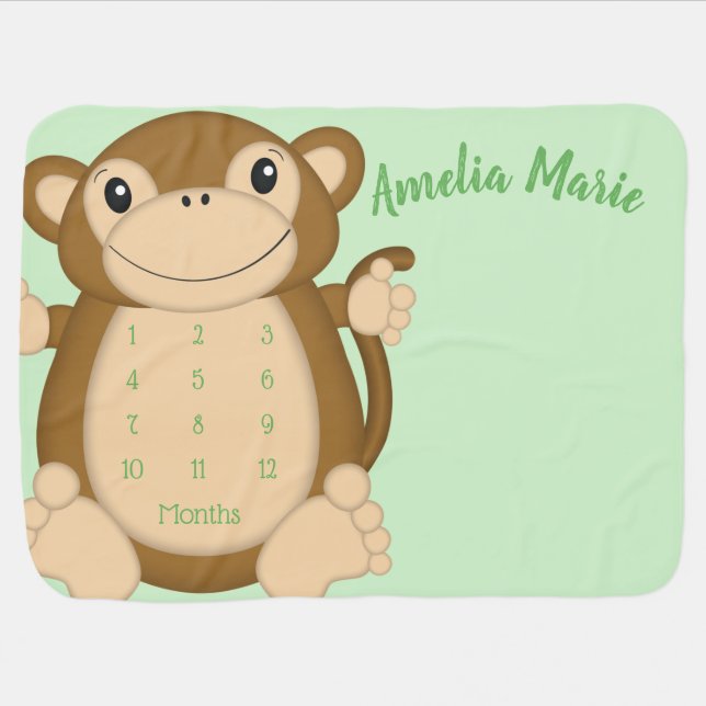 Monkey Baby Shower Jungle Baby Blanket (Horizontal)