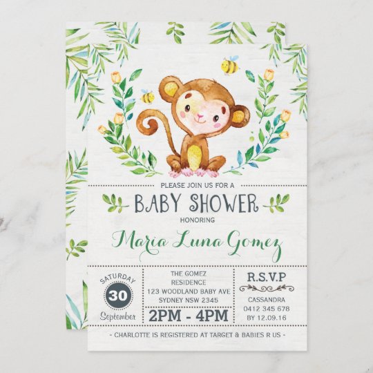 Monkey Baby Shower Jungle Baby Boy Invitation Zazzle Com