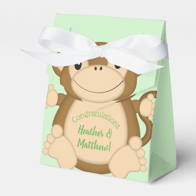 Monkey Baby Shower Jungle Favor Boxes (Front Side)