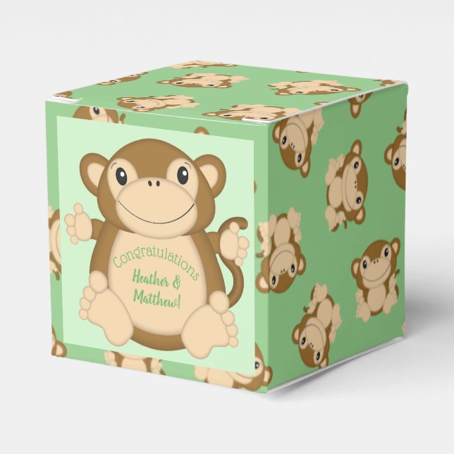 Monkey Baby Shower Jungle Favor Boxes (Front Side)