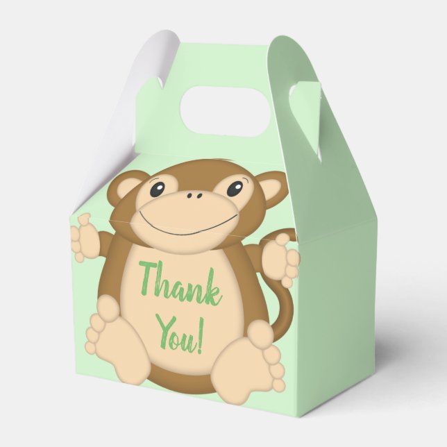 Monkey Baby Shower Jungle Favor Boxes (Front Side)
