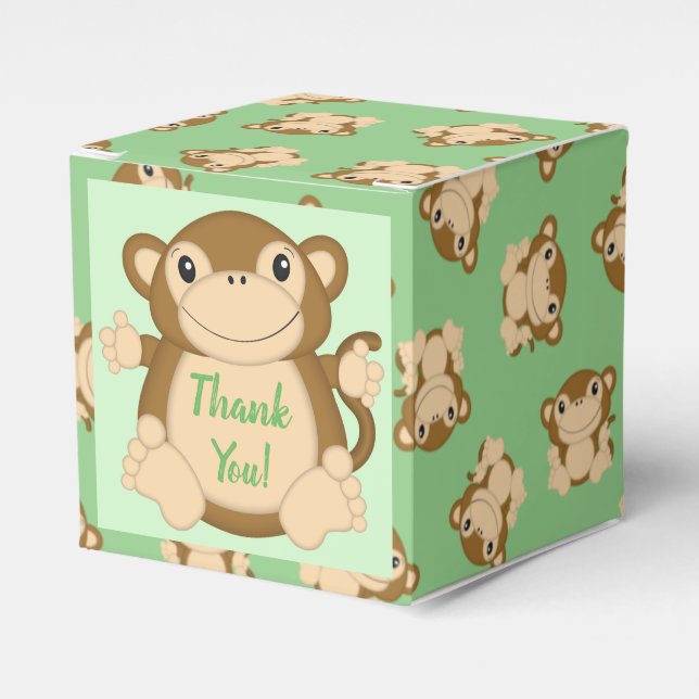 Monkey Baby Shower Jungle Favor Boxes (Front Side)