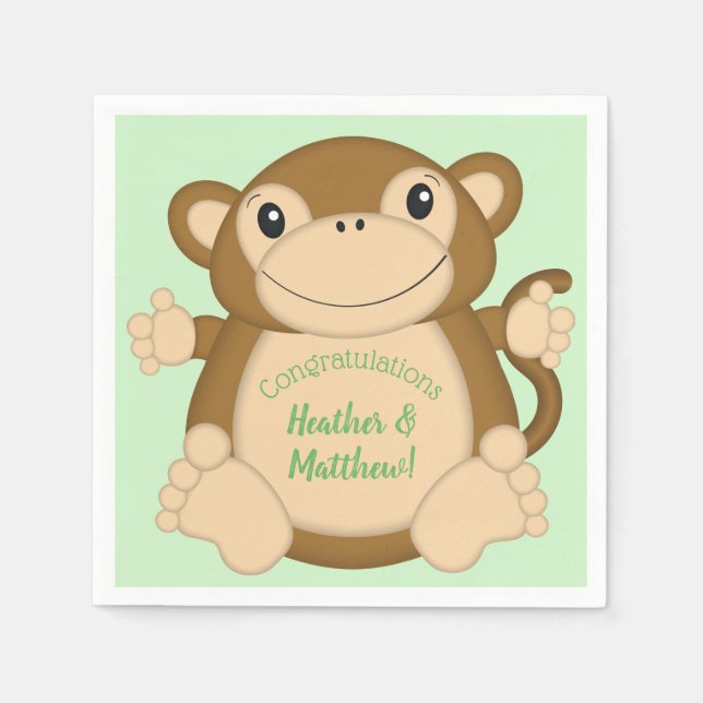 Monkey Baby Shower Jungle Napkins (Front)