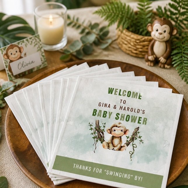 Monkey Baby Shower Paper Napkins (Creator Uploaded)