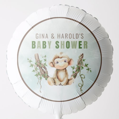 Monkey Baby Shower Personaized Helium Balloon