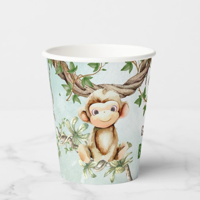 Monkey Baby Shower Personalized Paper Cups (Front)