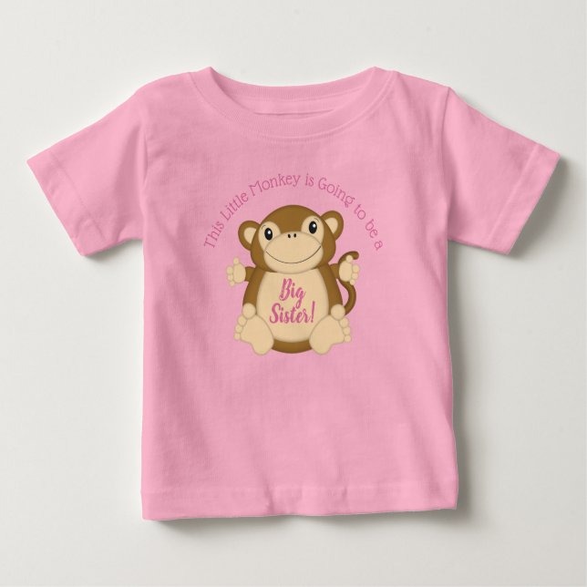Monkey Baby Shower Pink Baby T-Shirt (Front)