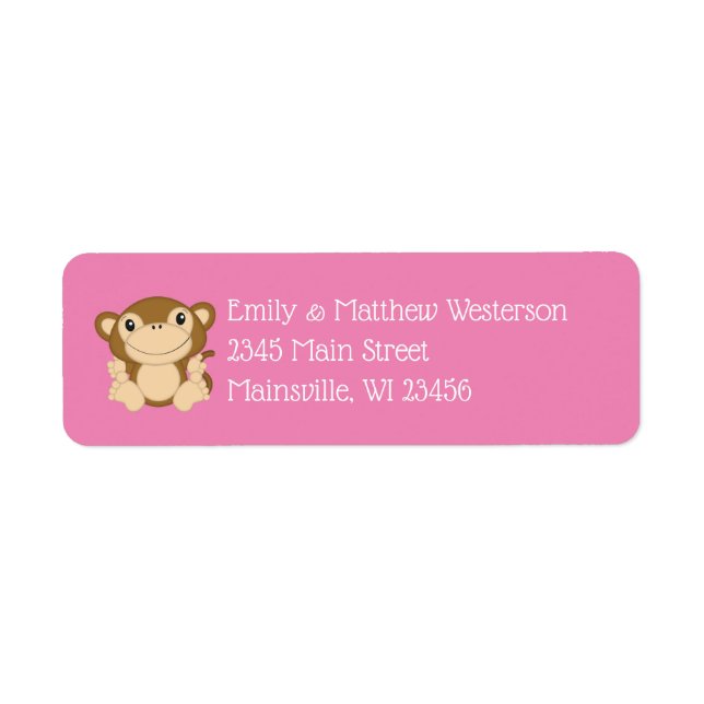 Monkey Baby Shower Pink Label (Front)