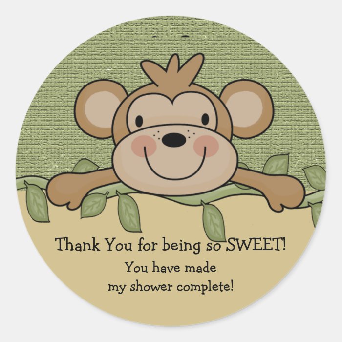 Monkey Baby Shower Sticker | Zazzle