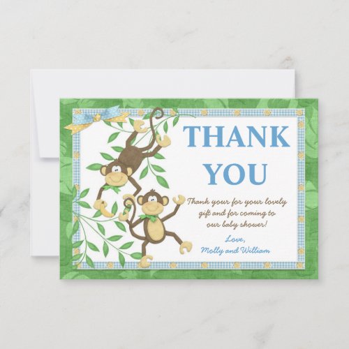 Monkey Baby Shower Thank You Card