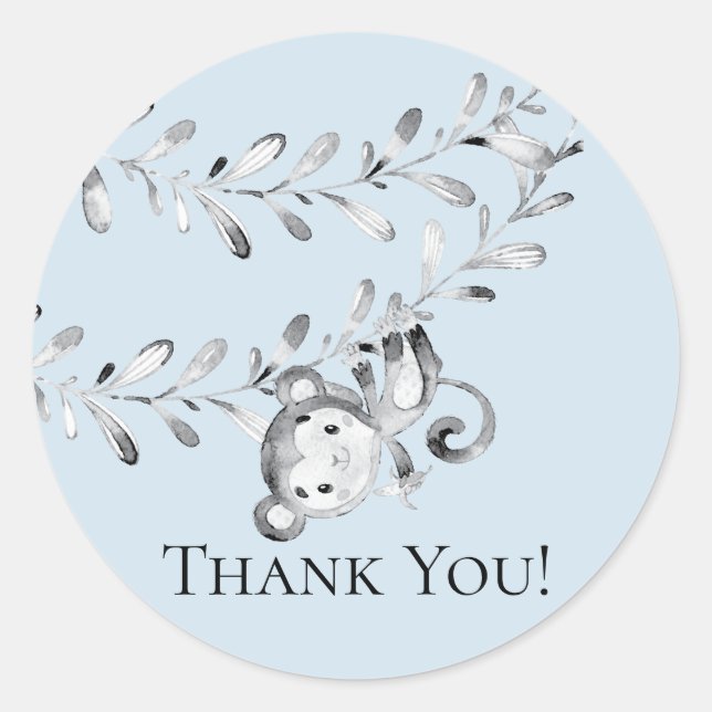 Monkey Baby Shower Thank You Favor Sticker (Front)