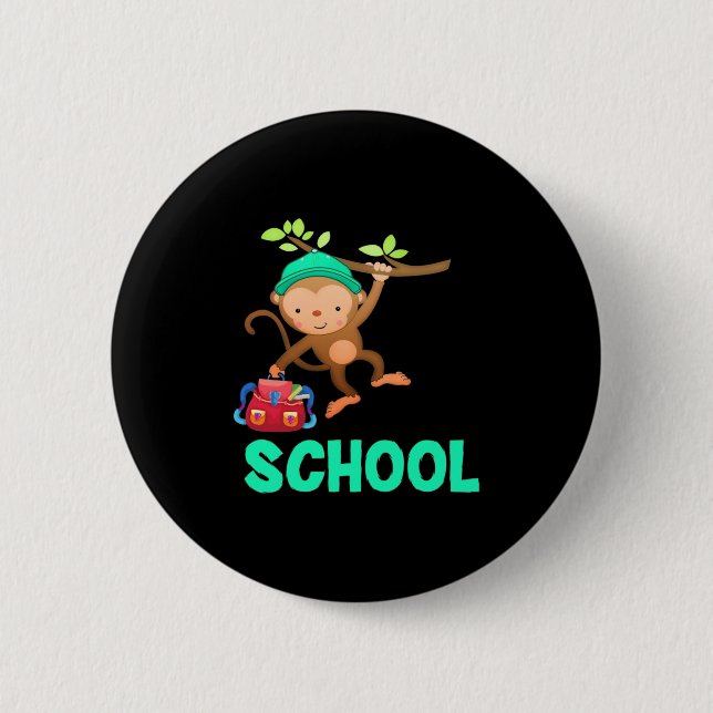 Monkey Back To School Button (Front)