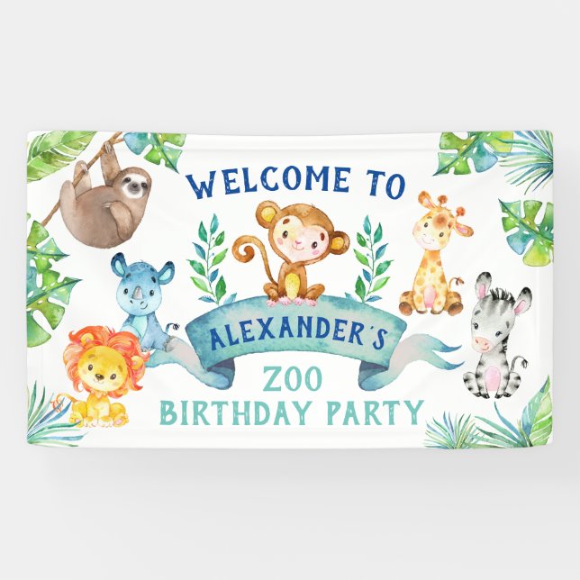 Monkey Backdrop, Zoo party Banner (Horizontal)