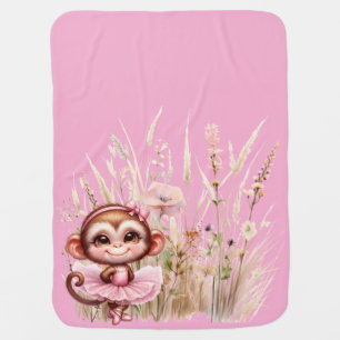 Monkey Ballerina Baby Blanket