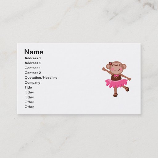 Customizable Monkey Ballerina Business Card