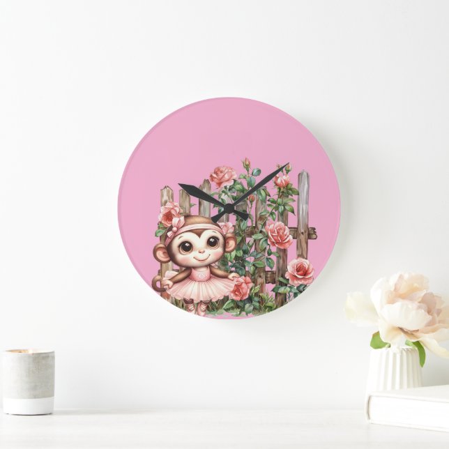 Monkey Ballerina Large Clock (Home)
