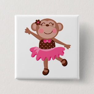 Monkey Ballerina Pinback Button