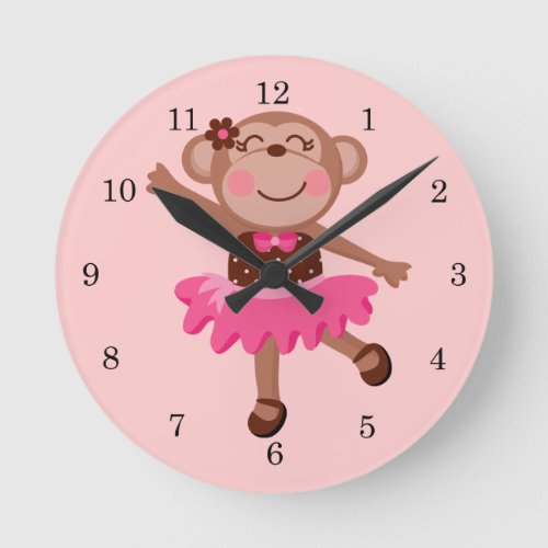 Monkey Ballerina Round Clock