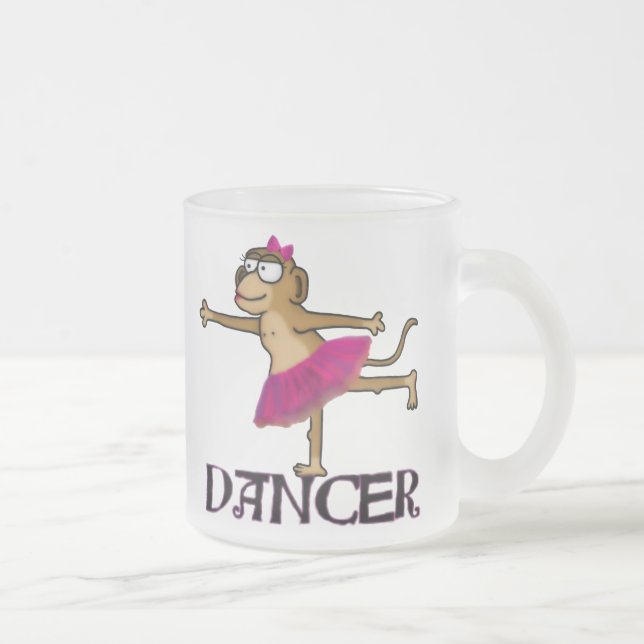 Monkey Ballet Frosted Glass Coffee Mug (Right)