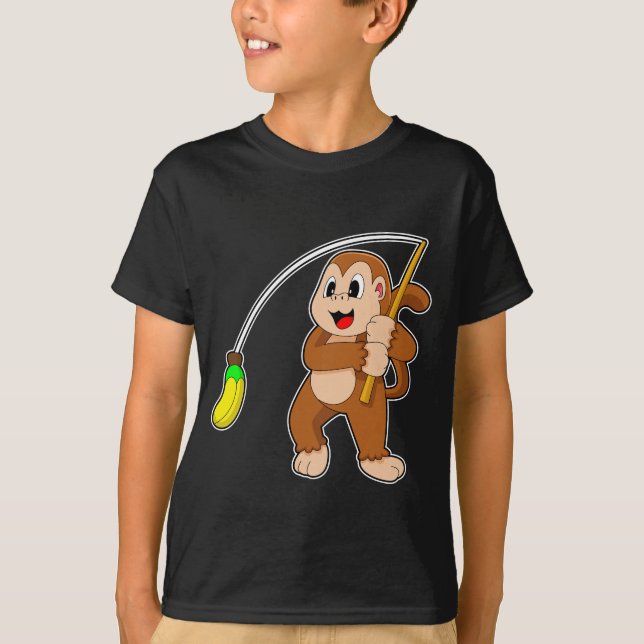 Monkey Banana Fisher Fishing T-Shirt (Front)