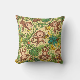 Monkey Banana Jungle Swing Throw Pillow