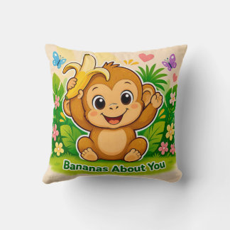 ~ MONKEY ~ Bananas About You ~ Throw Pillow