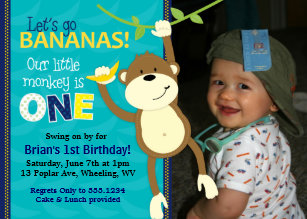 Monkey Birthday Invitations Zazzle
