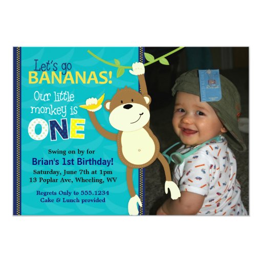 Monkey First Birthday Invitations 7