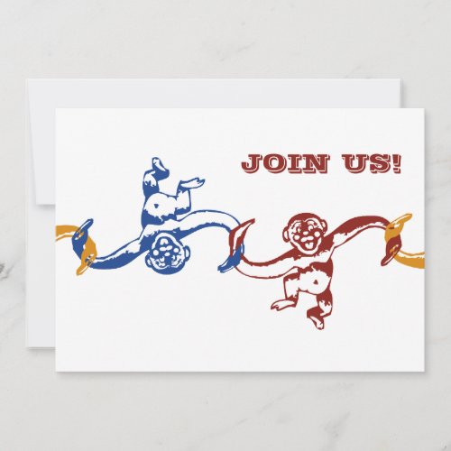 Monkey Barrel Birthday Invitation